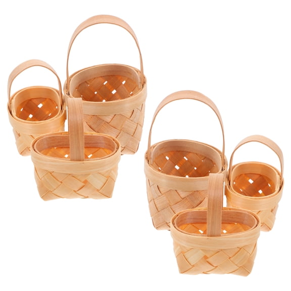 SEWOART Set of 6 Handwoven Wooden Storage Baskets for Kitchen, Multi-Purpose Reusable Decorative Candy and Holders