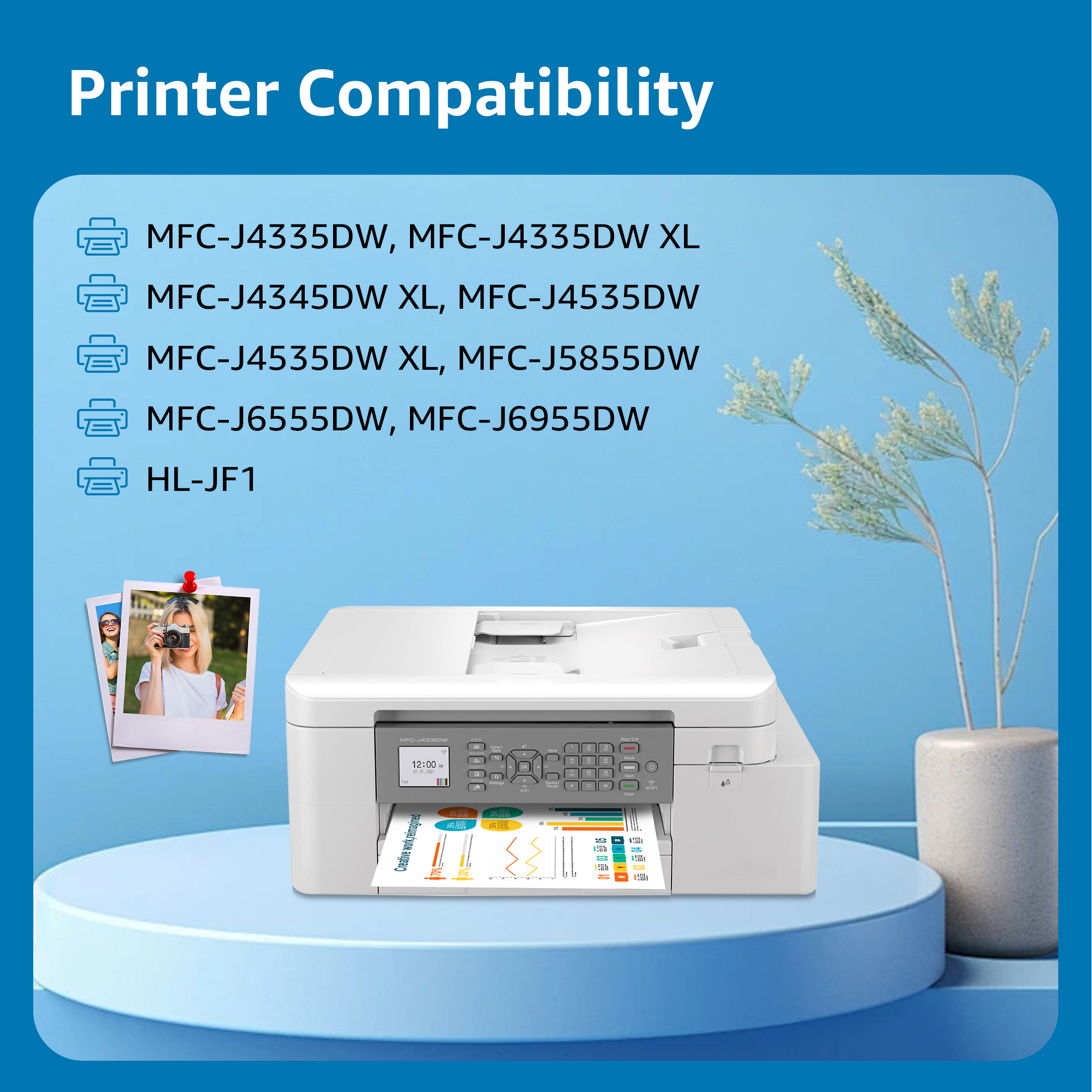 4 Pack Compatible  LC406XL Ink Cartridges for Brother Printer J4535DW MFC-J4335DW MFC-J5855DW MFC-J6555DW MFC-J6955DW, Replacements Ink Cartridges LC406XL BK/C/M/Y,