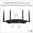 thumbnail image 5 of NETGEAR Nighthawk WiFi 6 Router (RAX41) – Security Features, AX3600 3.45 Gbps Wireless Speed –Dual-Band Gigabit Internet Router - Covers up to 2,250 sq. ft., 25 devices, 5 of 7