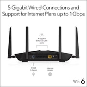 NETGEAR Nighthawk WiFi 6 Router (RAX41) – Security Features, AX3600 3.45 Gbps Wireless Speed –Dual-Band Gigabit Internet Router - Covers up to 2,250 sq. ft., 25 devices