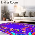 thumbnail image 2 of ODIKA 8'x10' Machine Washable Non-Slip Area Rug, Galaxy Carousel with Prancing Unicorns and Motifs High Traffic Rug, Purple, 554985, 2 of 7