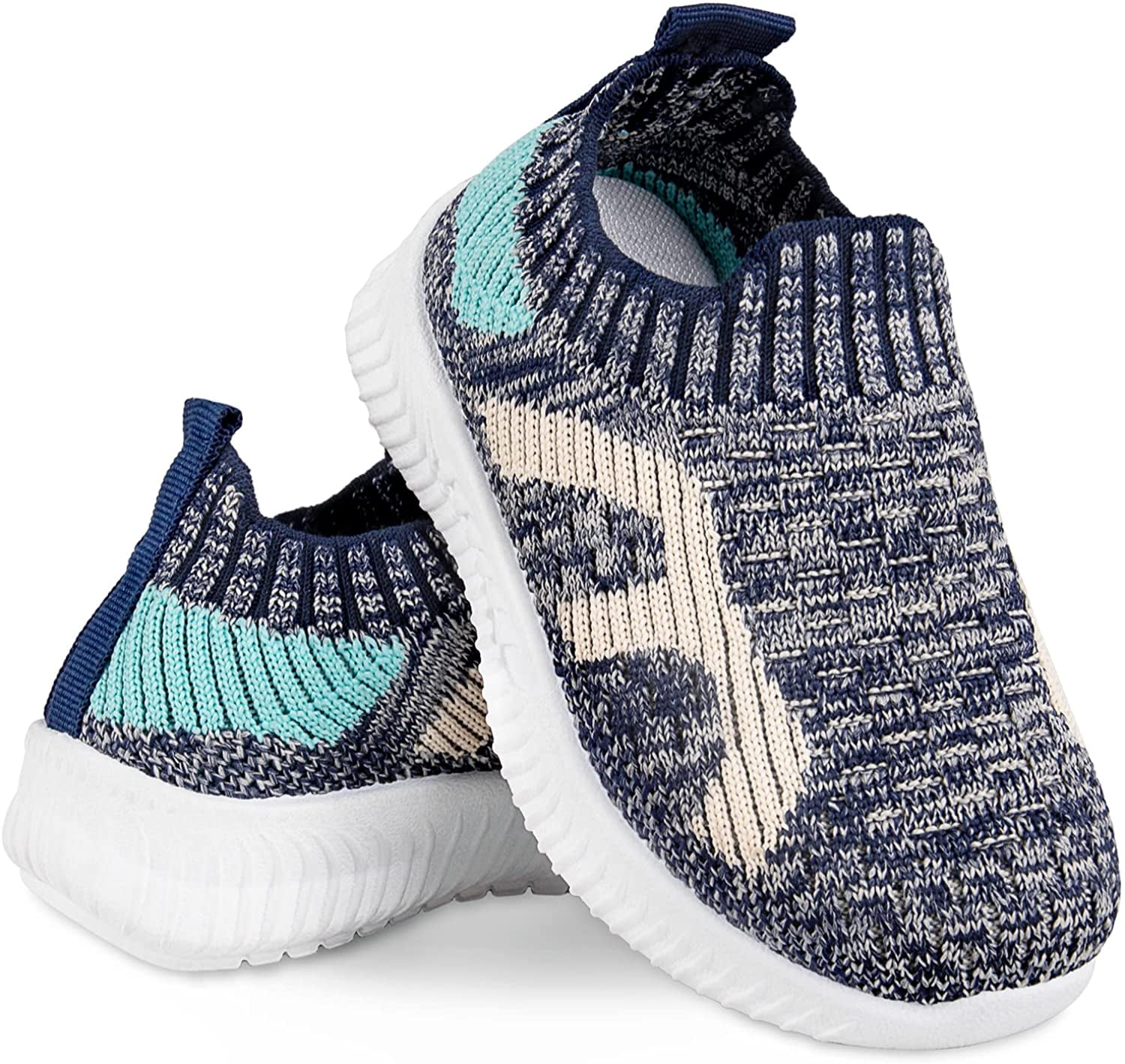 Baby Boys Girls Walkers Infant Sneakers Mesh Breathable Lightweight Toddler Casual Shoes Non Slip Cotton Flying Woven Fabric Mesh Breathable Lightweight Slip-on Trainers Indoor-Outdoor 