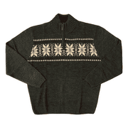 Haggar Men's Festive Fair Isle Quarter Zip Sweater (Charcoal Heather, L)