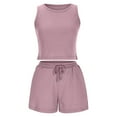 thumbnail image 3 of Ohufall Women's Lounge Set Two Piece Sleeveless Slim Fit Crop Tank Tops High Waisted Shorts Summer Outfits 2025, 3 of 5