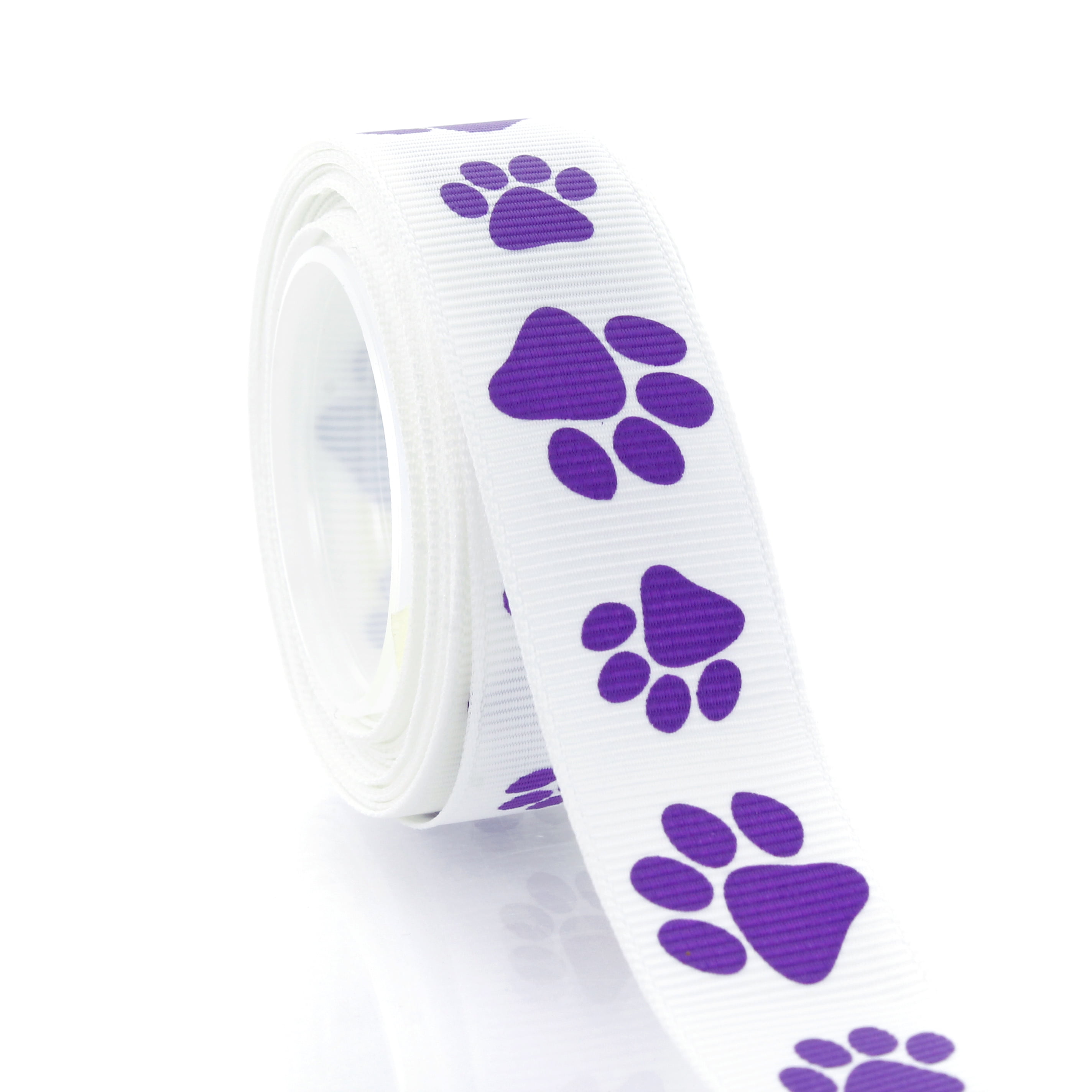 7/8" Purple Paw Grosgrain Ribbon 100 Yard