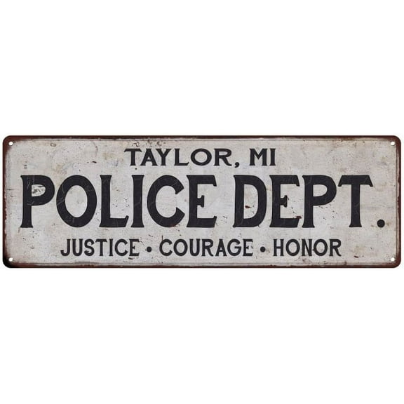 TAYLOR, MI POLICE DEPT. Vintage Look Metal Sign Chic Decor 106180012582