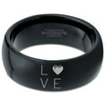 thumbnail image 2 of Tungsten Love Heart Pleasure Positive Emotions Band Ring 8mm Men Women Comfort Fit Black Dome Polished, 2 of 4