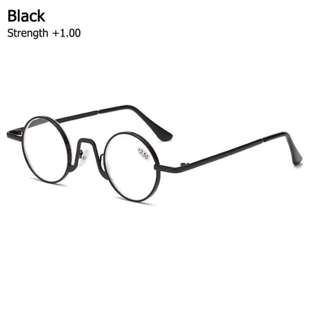 Women Classic Anti-fatigue Round Presbyopic Glasses Anti Blue Light Reading Glasses Computer Grade Glasses BLACK STRENGTH +1.00