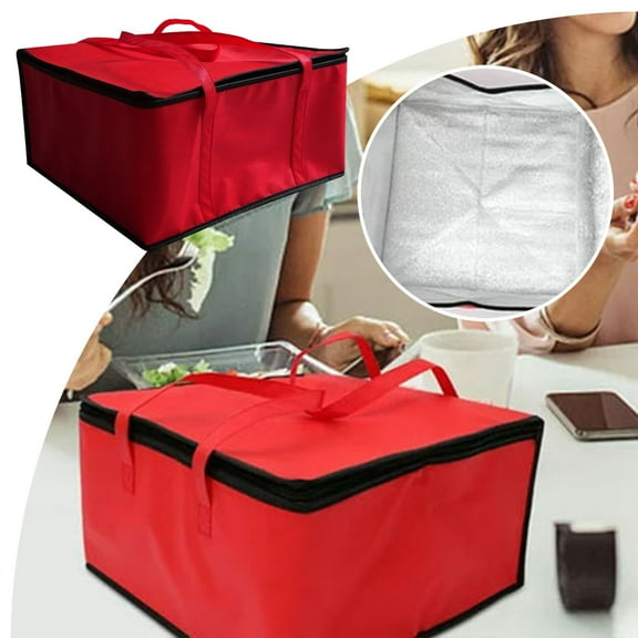 Insulated Food Grocery Bag and Transport Bag for Hot Food and Drinks - Pizza Warmer Picnic Cooler with Aluminum Foil Reusable Polyester Versatile Use for Home and Travel