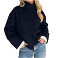 thumbnail image 6 of WIZUTIZ Women's Solid Color Button Front Jacket Turn Down Collar Long Sleeve Loose Casual, 6 of 6