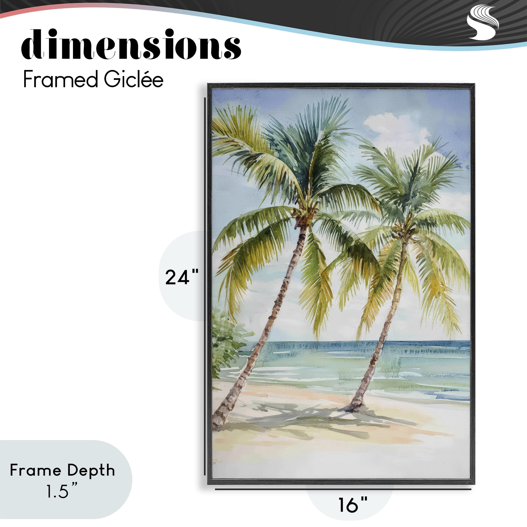Stupell Industries Shady Palm Beach Escape Black Framed Giclee Art, design by Petal Prints Design