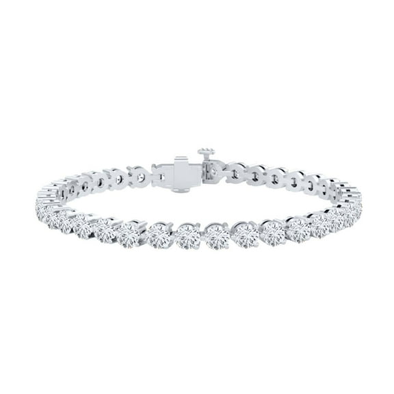 Mauli Jewels 10.00 Carat Lab Grown Diamond Tennis Bracelet for Women, 14K White Gold 7 Inch, 3-Prong Brilliant Cut Luxury Jewelry E-F VS1-VS2