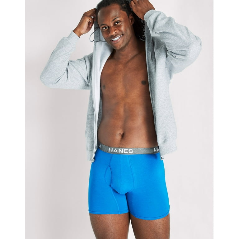 Hanes Ultimate Comfort Flex Fit Men's Boxer Brief Underwear, Red/Blue,  4-Pack Assorted S