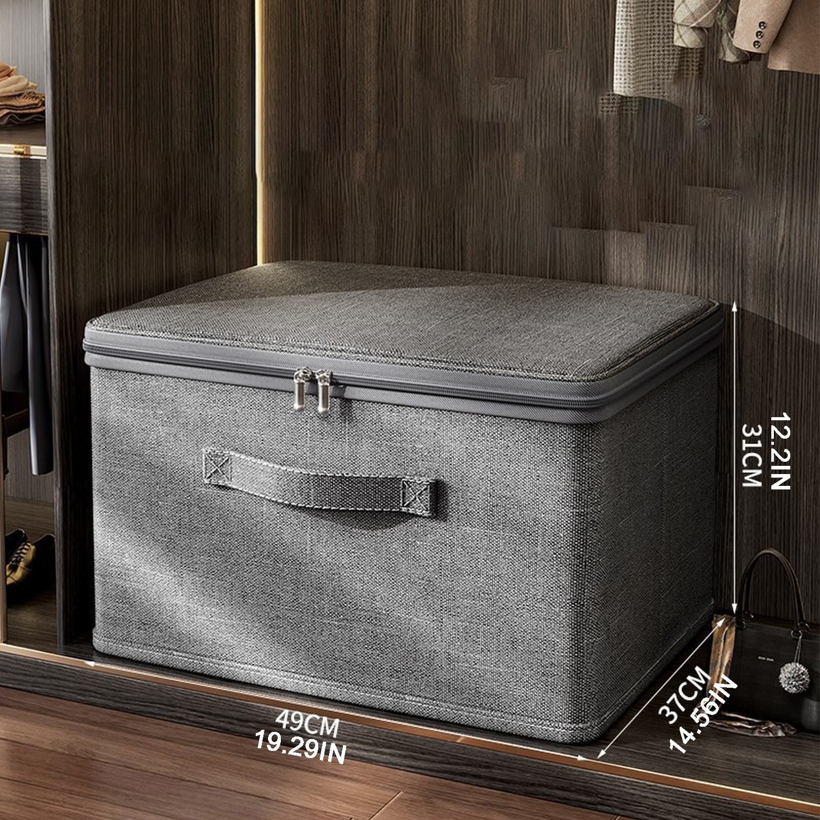 BNNG Clearance Shelf Storage Basket Wardrobe Organizer Box Fabric Storage Box with Handle, Large Capacity Shelf Storage Basket Wardrobe Quilt Organizer Box with Zipper Lid Foldable Storage Bins