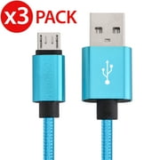 3x Micro USB Cable Charger For Android, FREEDOMTECH 3ft USB to Micro USB Cable Charger Cord High Speed USB2.0 Sync and Charging Cable for Samsung Galaxy S6 S7, HTC, Moto, Nokia, MP3, Tablet and More