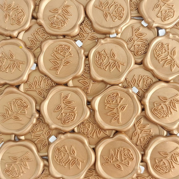 Pegatinas Pilloze Wax Seal, 50 unidades, 3D, rosa, 3 cm, color dorado