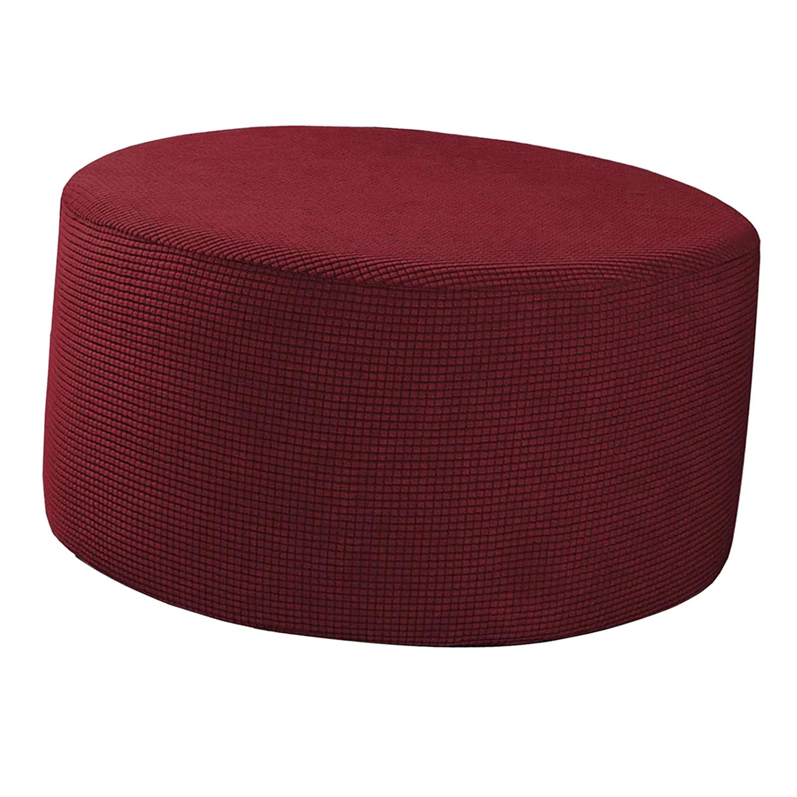 Ottoman Slipcovers Round Ottoman Footstool Cover Removable Red - image 4 of 6