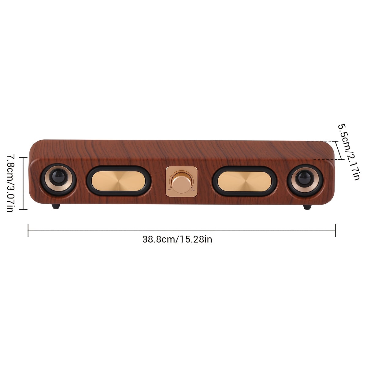 10W Vintage Wireless Bluetooth Sound Bar Speaker Desktop Dual 2'' Speakers USB Wired, 3.5mm Aux-in Computer Speakers for Desktop Monitor