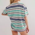 thumbnail image 7 of Drses Women's Summer T-shirt Striped Short Sleeved Round Neck Casual Loose Shoulder Versatile T-shirt, 7 of 7