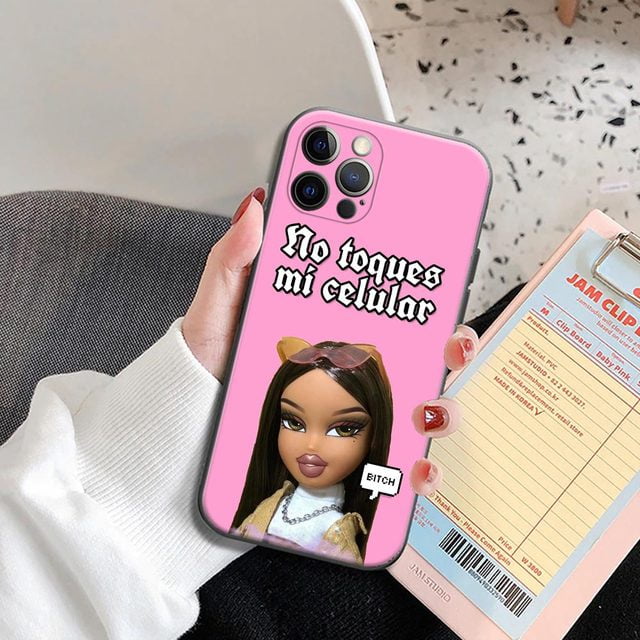 Funda De Teléfono Apple Para iPhone 11 12 13 Pro Max Mini Silicona Suave Negra De Dibujos Animados Moda Bratz Muñeca Adorable Niña De