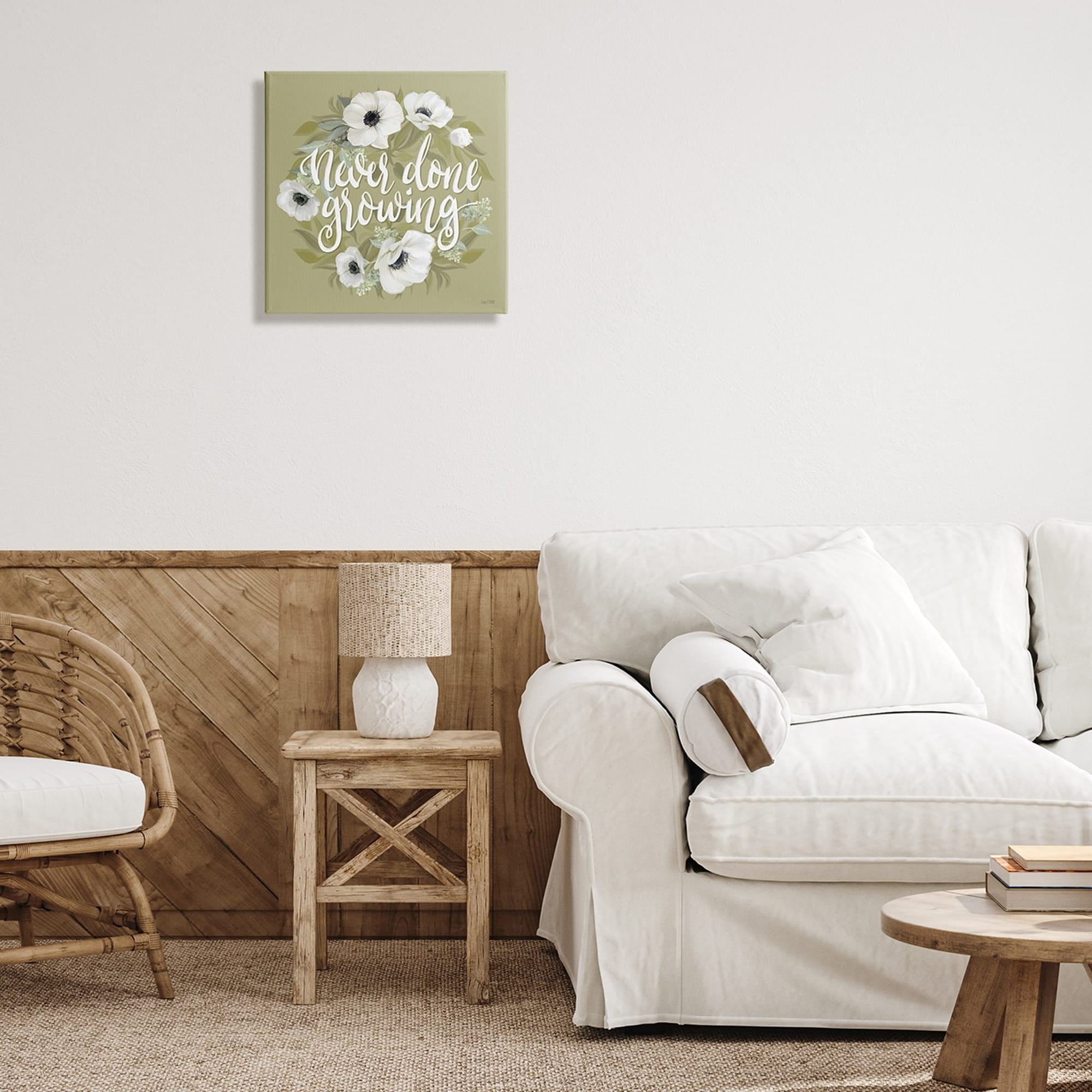 Stupell Industries Never Done Growing Spring Floral Sentiment White Poppies, 17 x 17, Design by House Fenway