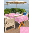 thumbnail image 4 of Outdoor Tablecloth with Umbrella Hole and Zipper, Pink Christmas Rectangle Table Cloth 60x84 Inch Waterproof Tablecloth, Modern Winter Xmas White Snowflakes Picnic Table Cover for Patio Camping, 4 of 7