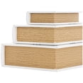 thumbnail image 4 of DecMode Home, Joy Faux Storage Book White Wooden Decorative Box with Striped Spine and Gold Accents, 3 Count, 4 of 15