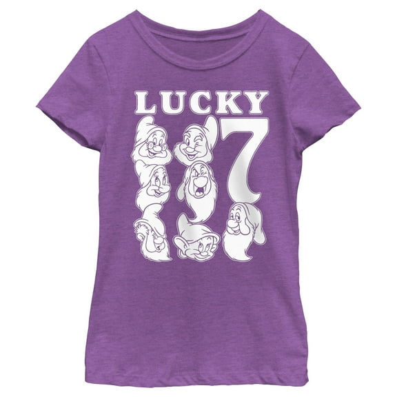 Girl's Snow White and the Seven Dwarfs Lucky Seven Graphic Tee Purple Berry Large