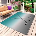 thumbnail image 4 of Outdoor Rug 3x5 ft Hockey Player Outdoor Large Area Rug Non Slip Rubber Sports Ground Ombre Grey Turquoise Front Door Mat RV Rug Carpet Patio Outdoor Rugs for Backyard Balcony Deck Porch Indoor, 4 of 9