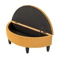 thumbnail image 2 of 43.3 Inch Storage Bench, Modern Upholstered Bed End Chair with Button Tufted Seat Cushion and Wood Legs, Curved Storage Ottoman for Living Room Bedroom, Yellow, 2 of 7