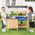 thumbnail image 4 of Costway Kids Kitchen Playset Wooden Outdoor Mud Kitchen Pretend Play Toy W/ Kitchenware, 4 of 10