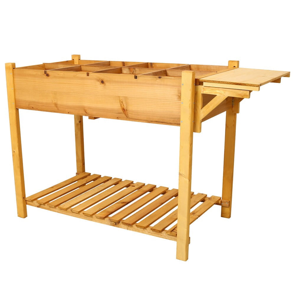 Barara King Planter Raised Garden Boxes Outdoor, Large Raised Garden Beds,8 Pockets Horticulture Raised Garden Bed with Foldable Side Table and Storage Shelf for Herb/Vegetables/Flowers