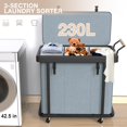 thumbnail image 3 of Canasto para ropa Elowen de 230 L, de 3 secciones, con ruedas y tapa, 3 of 7