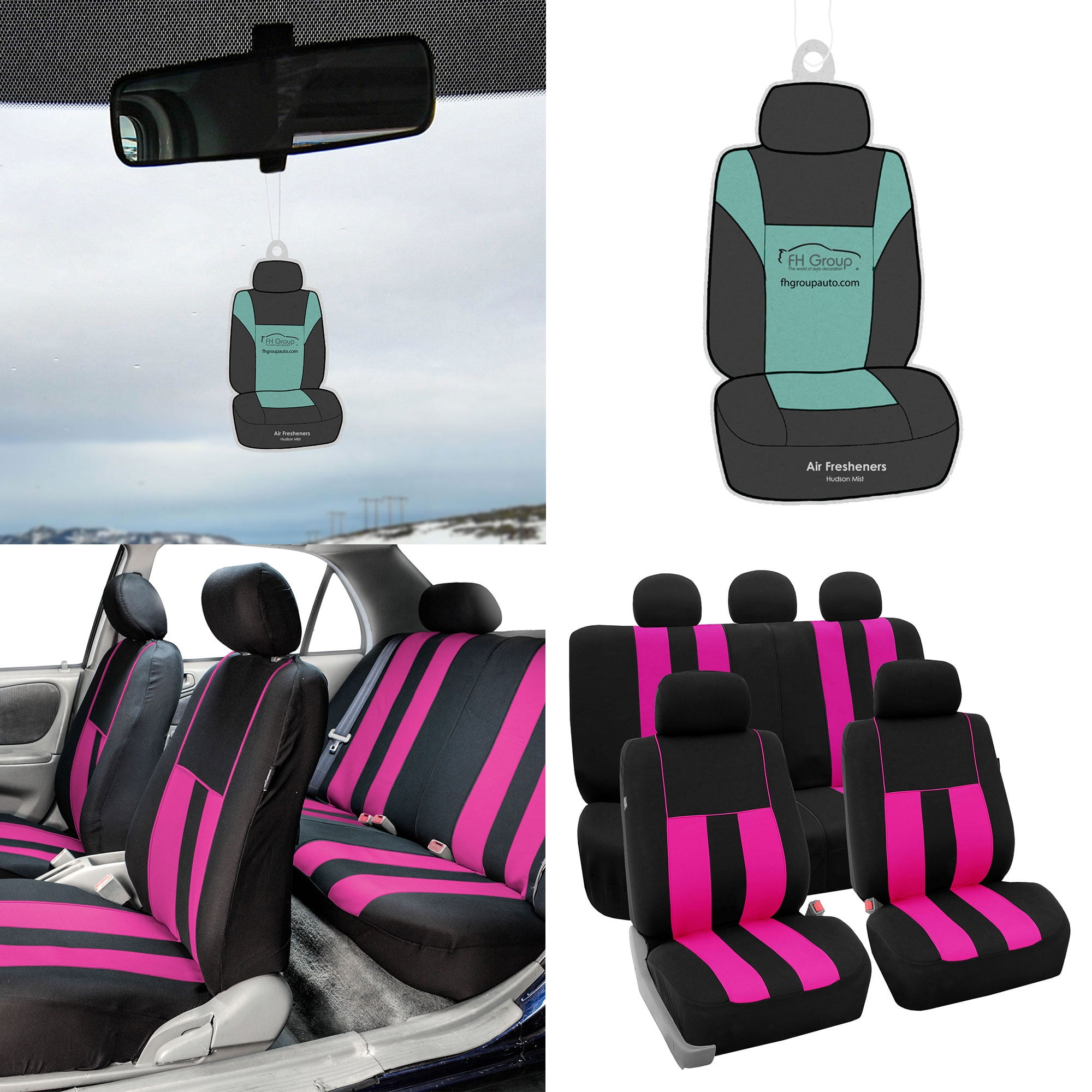 FH GROUP Striking Striped Full Set Seat Covers with bonus Air Freshener