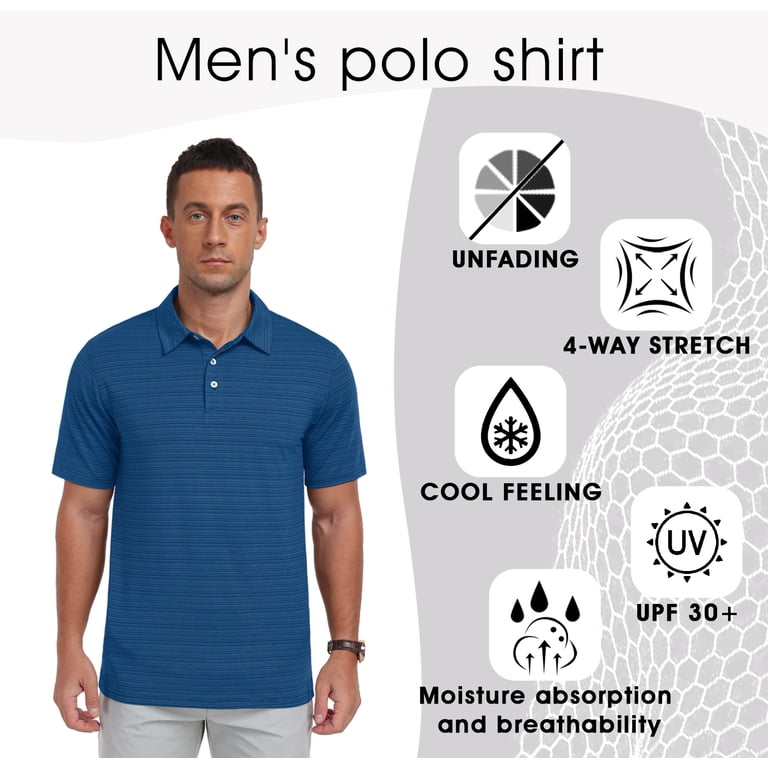 GIRUNS Men's Moisture-Wicking Striped Golf Polo photo 4