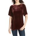 thumbnail image 1 of Eileen Fisher Blusa de terciopelo para mujer, rojo, XX-Small, 1 of 2