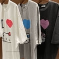 thumbnail image 4 of Sanrio-Camiseta con estampado de Hello Kitty para mujer y hombre, Tops holgados de gran tamaño, camisetas informales de algodón Y2k, ropa de verano, 4 of 7