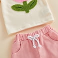 thumbnail image 5 of Xyant Toddler Baby Girl Summer Clothes Embroiderey Waffle Knit Short Sleeve T-Shirt Tees + Strawberry Shorts Cute Clothing Set (Pink,18-24 Months), 5 of 7
