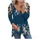 thumbnail image 2 of ICHUANYI Liquidación Camiseta holgada estampada a la moda para mujer Blusa de manga larga con cuello en V Tops casuales ICHUANYI WER202308233259, 2 of 6