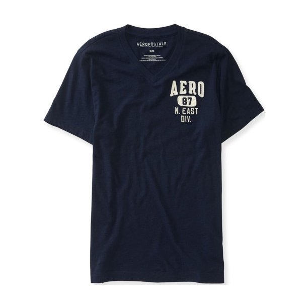 Camiseta adornada Aeropostale N East Div cuello en V azul grande