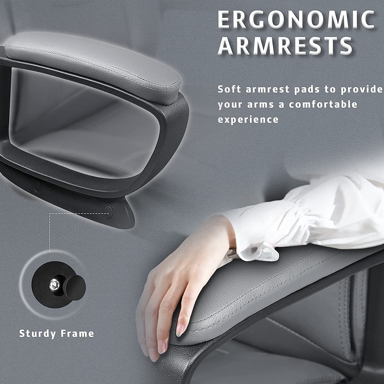 Waleaf Home Office Chair, 8Hours Heavy Duty Design, Ergonomic High Back Cushion Lumbar Back Support, Computer Desk Chair, Big and Tall Chair, Adjustable Executive Leather Chair With Arms