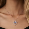 thumbnail image 3 of Beautlace 925 Sterling Silver Rose Heart Necklace,Butterfly Flower Pendant Necklace Jewelry Birthday Christmas Valentines Mother's Day Gifts for Women Mom Wife -December, 3 of 12