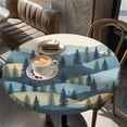 thumbnail image 5 of Round Table Cover for Round Tables 36"-70", Fitted Tablecloth with Elastic for Indoor Outdoor Party Holiday, 52inch, A Pine Tree Forest, 5 of 6