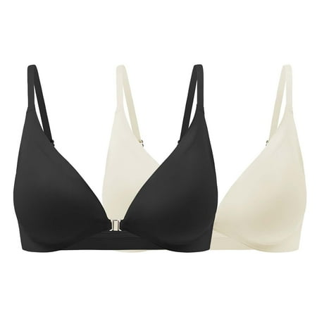 HCURIBAD Wireless Bras  Clearance! Women s Sexy Triangle Bralette Comfort Full Coverage Bra Front Close Deep V Seamless Wireless Adjustable Bras  Seamless Bra  Backless Bra  Bras for Women Blue L