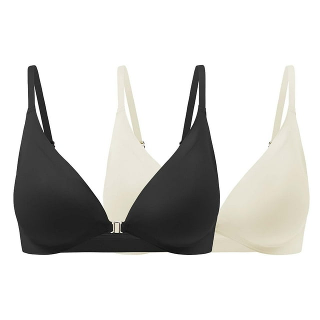 Women's Sexy Triangle Bralette Comfort Full Coverage Bra Front Close Deep V Seamless Wireless Adjustable Bras