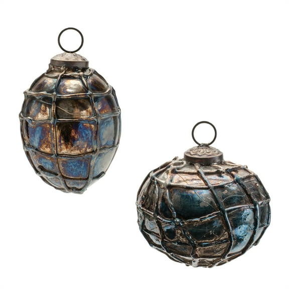 Melrose Distressed Mercury Glass Ornament Set of 12