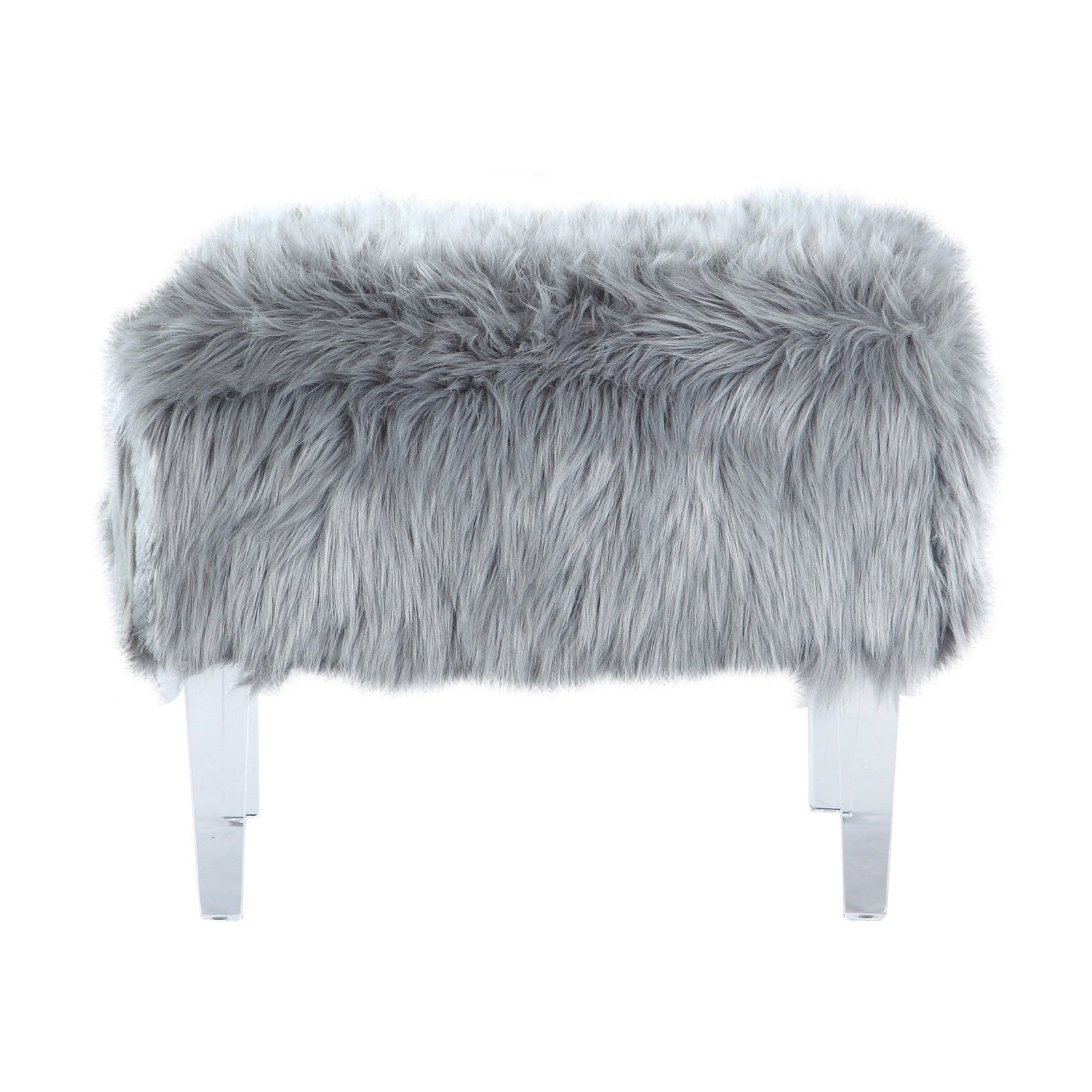 Chic Home Ricco Faux Fur Acrylic Leg Ottoman