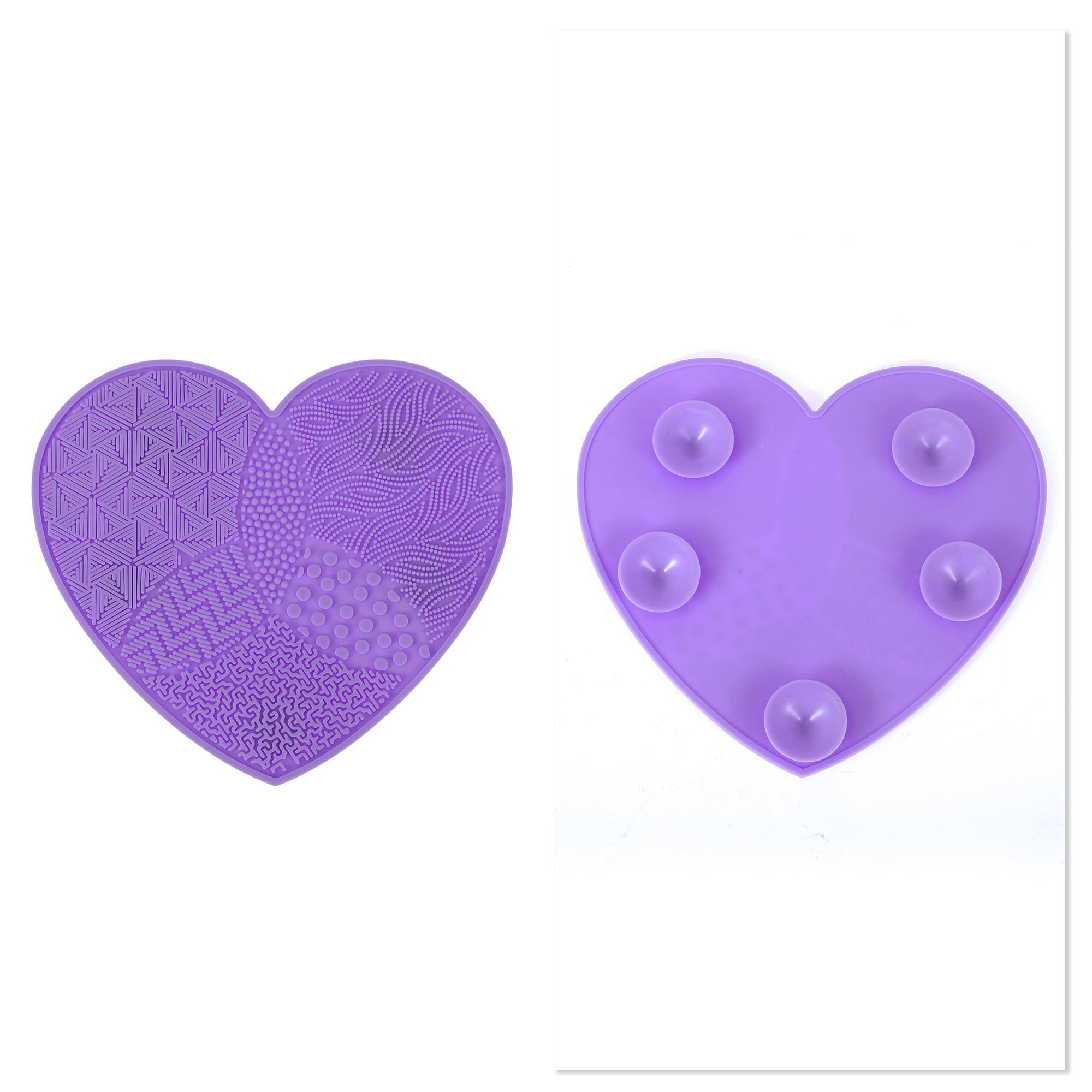 Unique Bargains Heart-shaped Makeup Sponge Brush Cleaner 1 Pc Purple