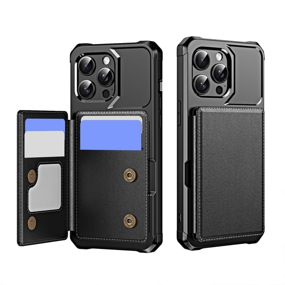 Allytechgroup Slim Fit iPhone 15 Pro Case, Protective PU Leather Wallet Cover with Card Holder RFID Blocking Back Case Cover for Apple iPhone 15 Pro, Black
