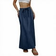thumbnail image 2 of GEWSEY Womens Maxi Skirt 2025 Casual Flowy Elastic High Waist Long Skirts (Navy, XXL), 2 of 7